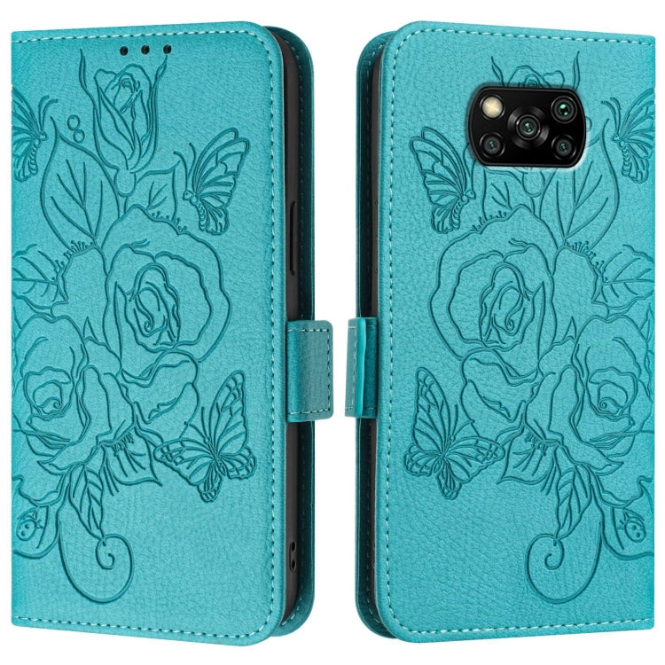 For Xiaomi Poco X3 / X3 NFC / X3 Pro Embossed Rose RFID Anti-theft Leather Phone Case