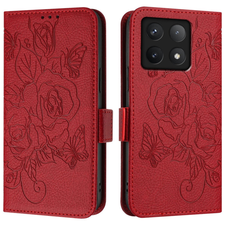 For Xiaomi 14T Pro Embossed Rose RFID Anti-theft Leather Phone Case