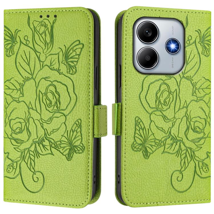 For Xiaomi Poco M7 Pro 5G Embossed Rose RFID Anti-theft Leather Phone Case