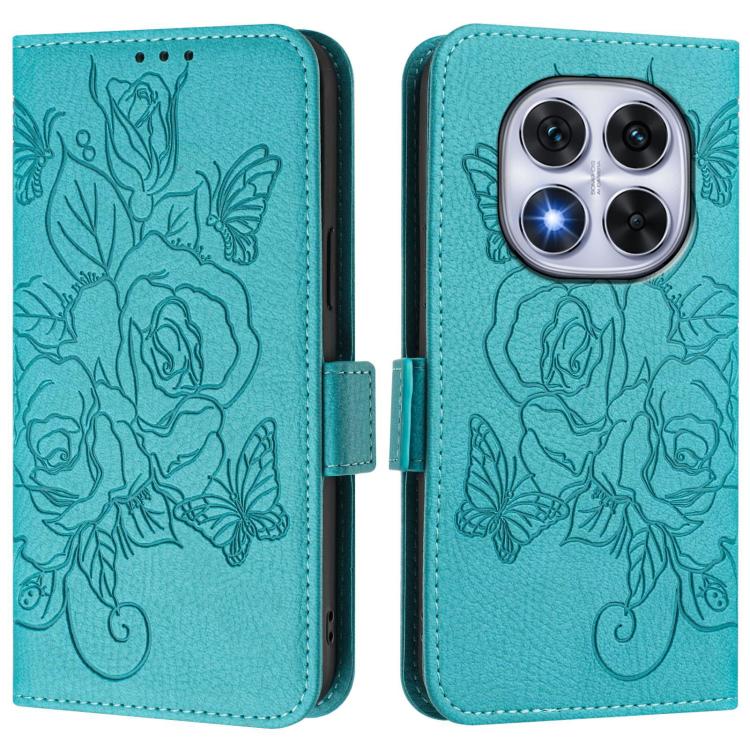 For Xiaomi Poco X7 5G / Redmi Note 14 Pro 5G Embossed Rose RFID Anti-theft Leather Phone Case