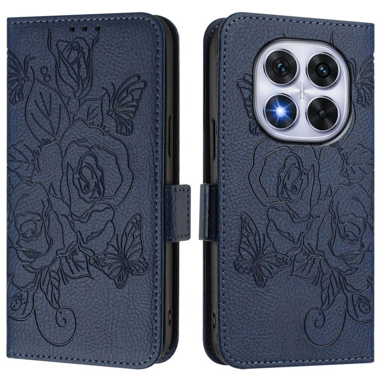 For Xiaomi Poco X7 5G / Redmi Note 14 Pro 5G Embossed Rose RFID Anti-theft Leather Phone Case