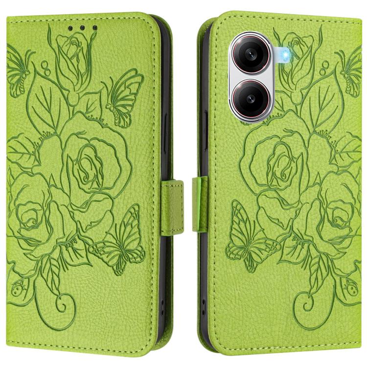 For Xiaomi Poco X7 Pro 5G / Redmi Turbo 4 5G Embossed Rose RFID Anti-theft Leather Phone Case