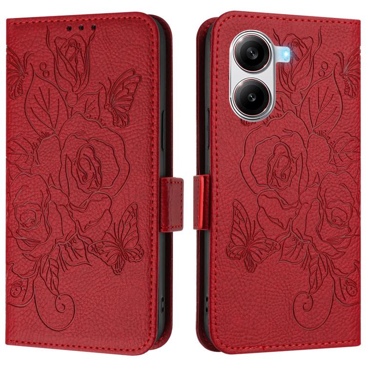 For Xiaomi Poco X7 Pro 5G / Redmi Turbo 4 5G Embossed Rose RFID Anti-theft Leather Phone Case