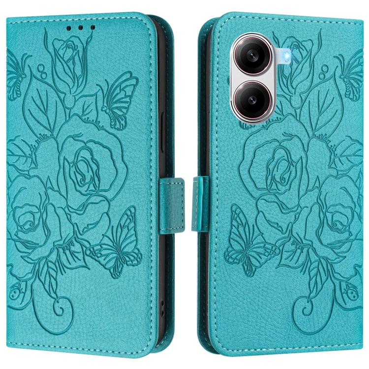 For Xiaomi Poco X7 Pro 5G / Redmi Turbo 4 5G Embossed Rose RFID Anti-theft Leather Phone Case