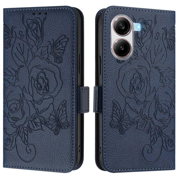 For Xiaomi Poco X7 Pro 5G / Redmi Turbo 4 5G Embossed Rose RFID Anti-theft Leather Phone Case