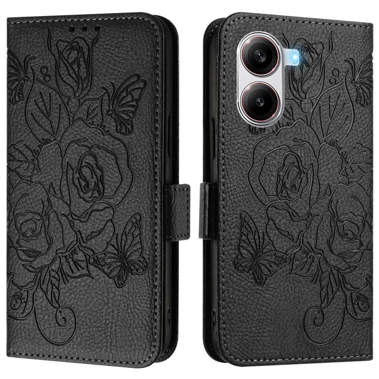 For Xiaomi Poco X7 Pro 5G / Redmi Turbo 4 5G Embossed Rose RFID Anti-theft Leather Phone Case
