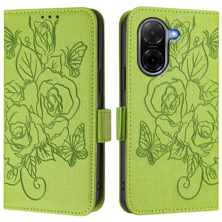 For Xiaomi Poco C71 / Redmi A5 4G 171.7mm Embossed Rose RFID Anti-theft Leather Phone Case