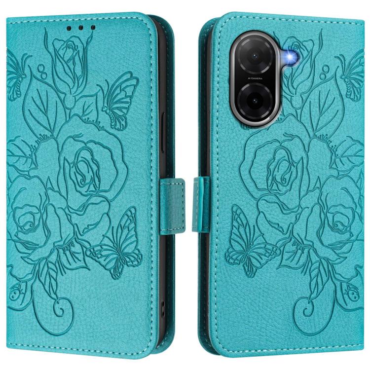 For Xiaomi Poco C71 / Redmi A5 4G 171.7mm Embossed Rose RFID Anti-theft Leather Phone Case