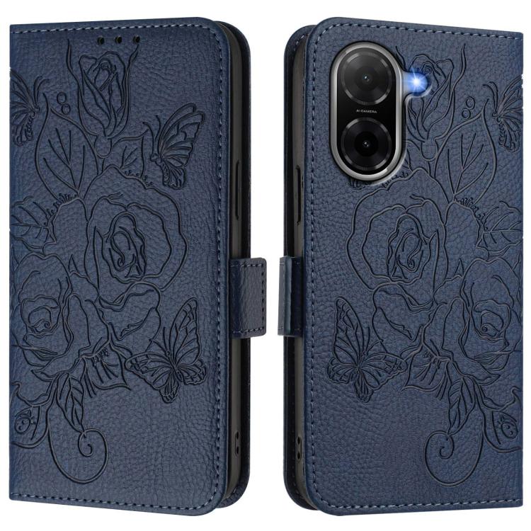 For Xiaomi Poco C71 / Redmi A5 4G 171.7mm Embossed Rose RFID Anti-theft Leather Phone Case