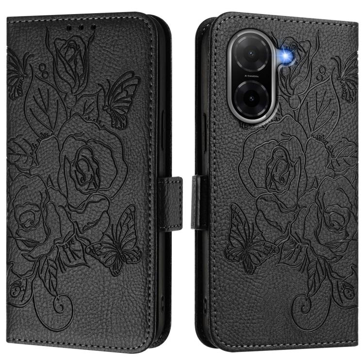 For Xiaomi Poco C71 / Redmi A5 4G 171.7mm Embossed Rose RFID Anti-theft Leather Phone Case