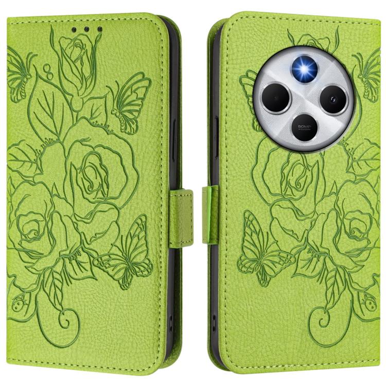 For Xiaomi Poco M7 5G / C75 4G Embossed Rose RFID Anti-theft Leather Phone Case