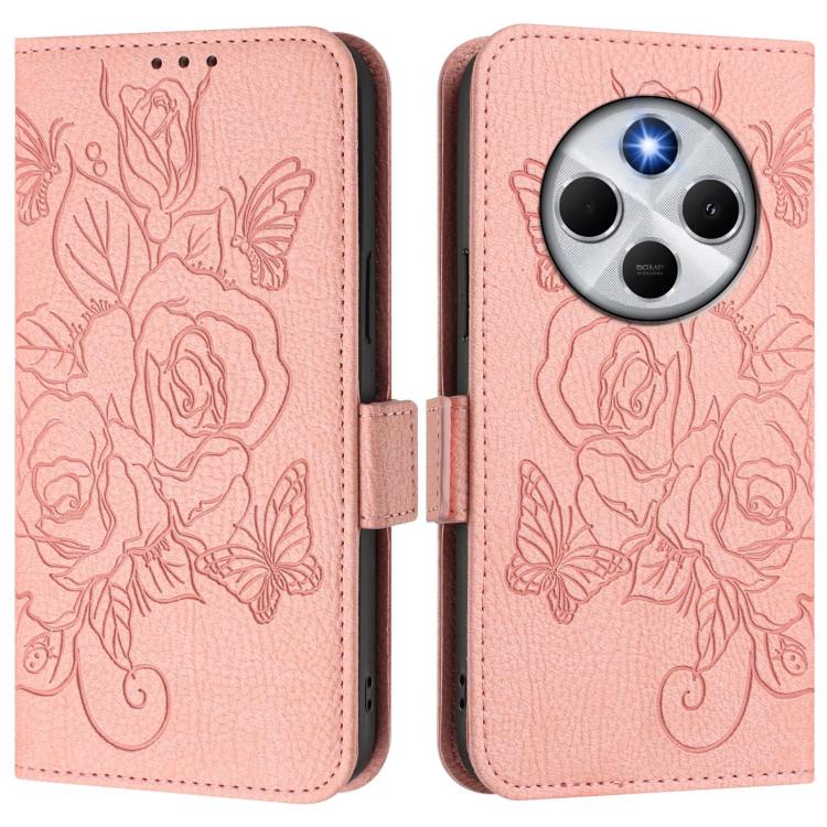 For Xiaomi Poco M7 5G / C75 4G Embossed Rose RFID Anti-theft Leather Phone Case