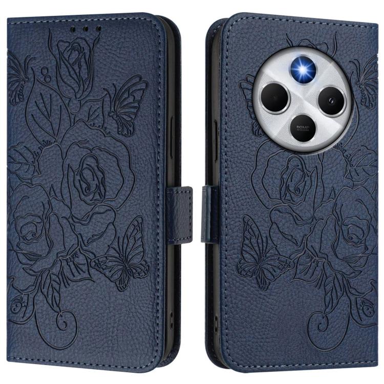 For Xiaomi Poco M7 5G / C75 4G Embossed Rose RFID Anti-theft Leather Phone Case
