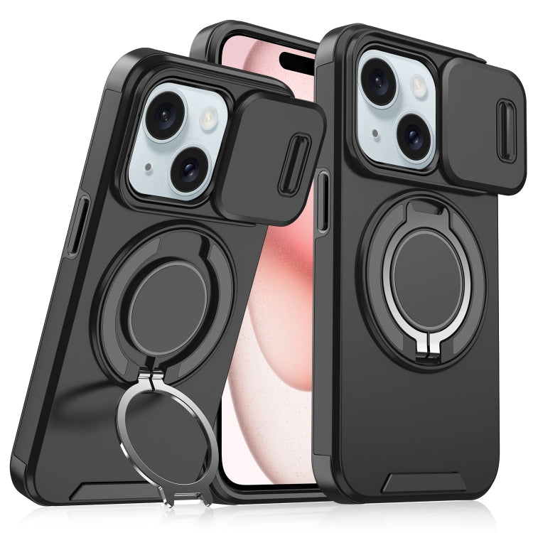 For iPhone 15 Plus Sliding Camshield Ring Holder Phone Case