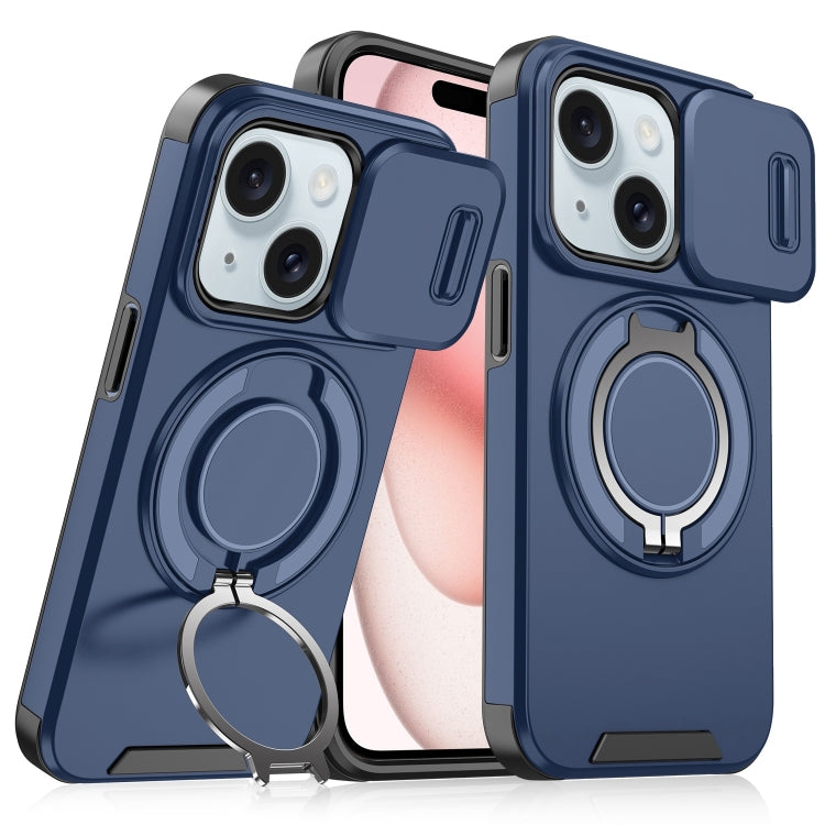 For iPhone 15 Plus Sliding Camshield Ring Holder Phone Case