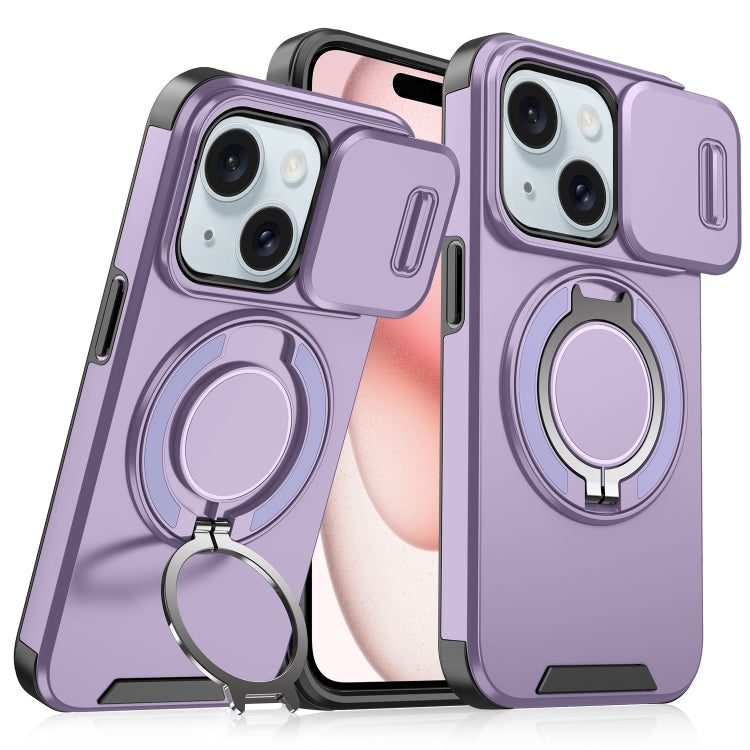 For iPhone 15 Sliding Camshield Ring Holder Phone Case