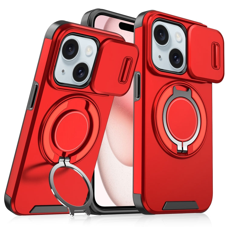 For iPhone 15 Sliding Camshield Ring Holder Phone Case