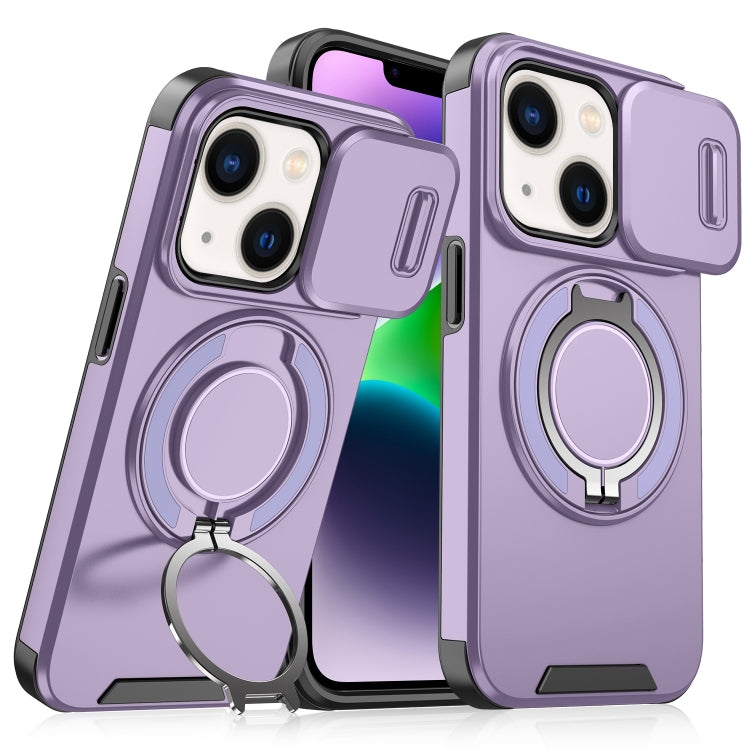 For iPhone 14 Plus Sliding Camshield Ring Holder Phone Case