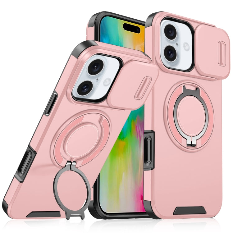 For iPhone 16 Plus Sliding Camshield Ring Holder Phone Case