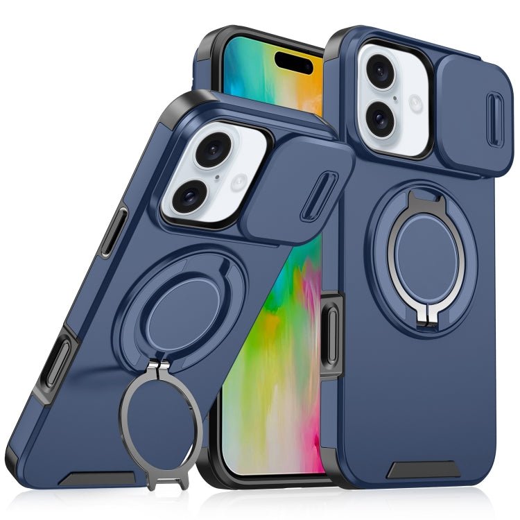 For iPhone 16 Plus Sliding Camshield Ring Holder Phone Case