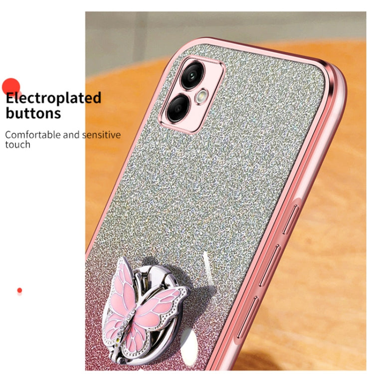 For Samsung Galaxy A05 Plated Gradient Glitter Butterfly Holder TPU Phone Case