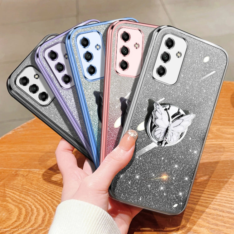 For Samsung Galaxy A05s Plated Gradient Glitter Butterfly Holder TPU Phone Case