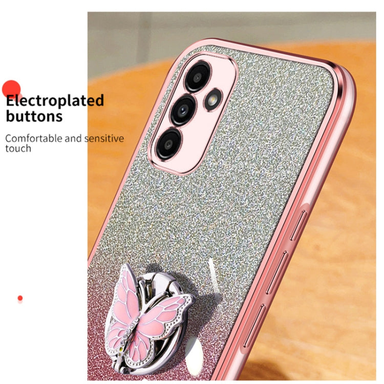 For Samsung Galaxy A13 5G Plated Gradient Glitter Butterfly Holder TPU Phone Case