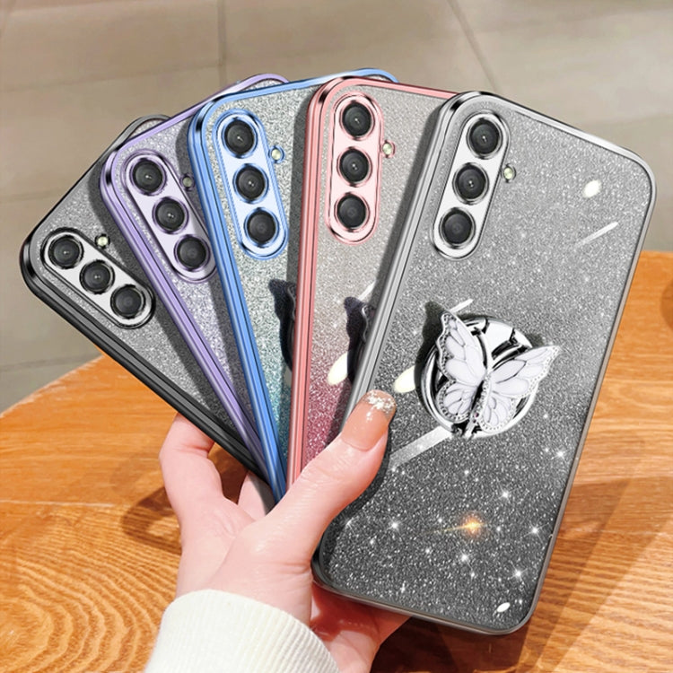 For Samsung Galaxy A25 5G Plated Gradient Glitter Butterfly Holder TPU Phone Case