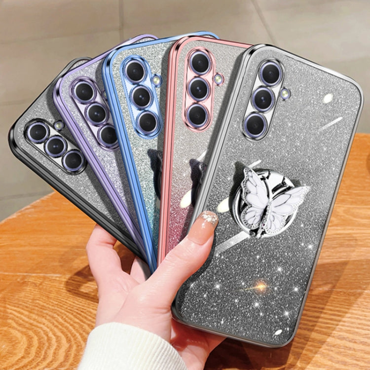 For Samsung Galaxy A54 5G Plated Gradient Glitter Butterfly Holder TPU Phone Case