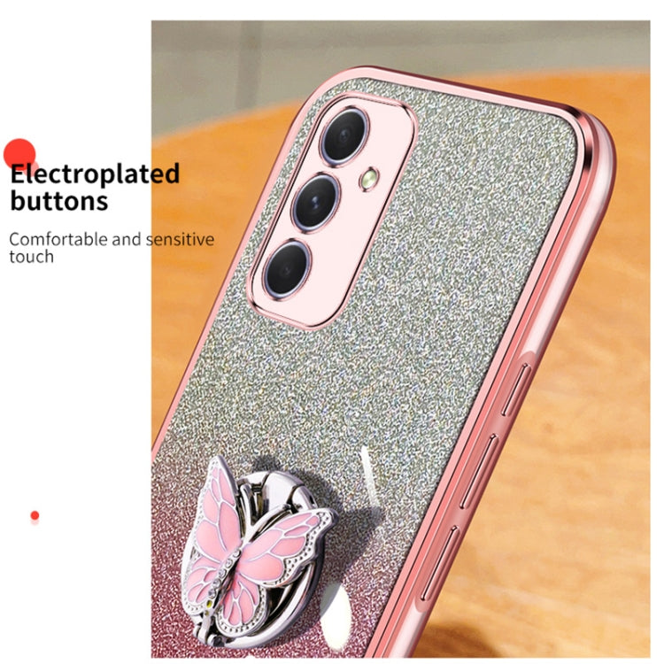 For Samsung Galaxy A55 5G Plated Gradient Glitter Butterfly Holder TPU Phone Case