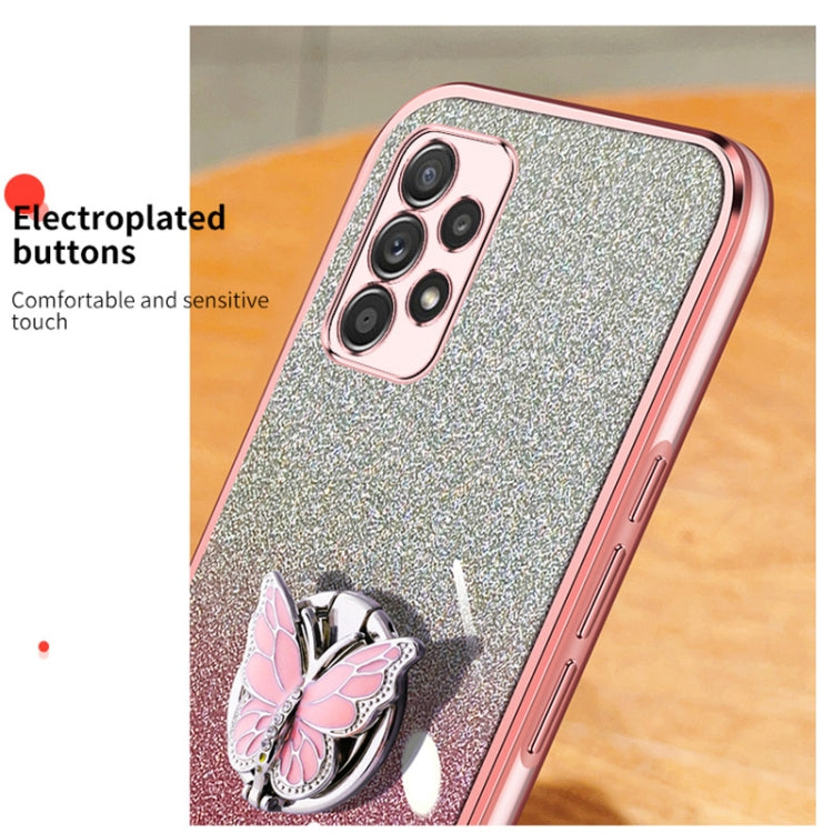 For Samsung Galaxy A72 5G Plated Gradient Glitter Butterfly Holder TPU Phone Case