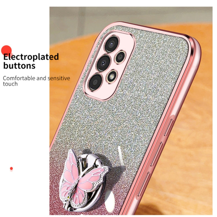 For Samsung Galaxy A73 5G Plated Gradient Glitter Butterfly Holder TPU Phone Case