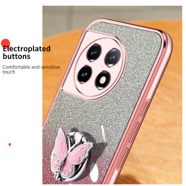 For OnePlus 11 Plated Gradient Glitter Butterfly Holder TPU Phone Case