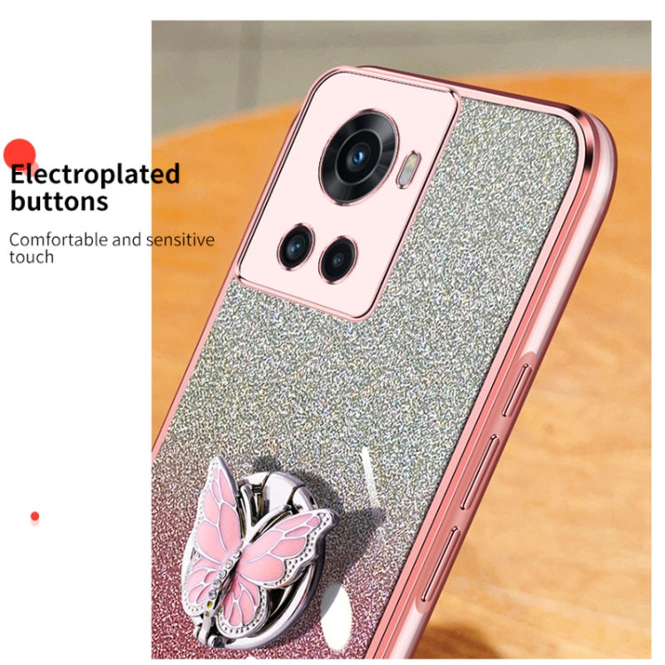 For OnePlus Ace Plated Gradient Glitter Butterfly Holder TPU Phone Case