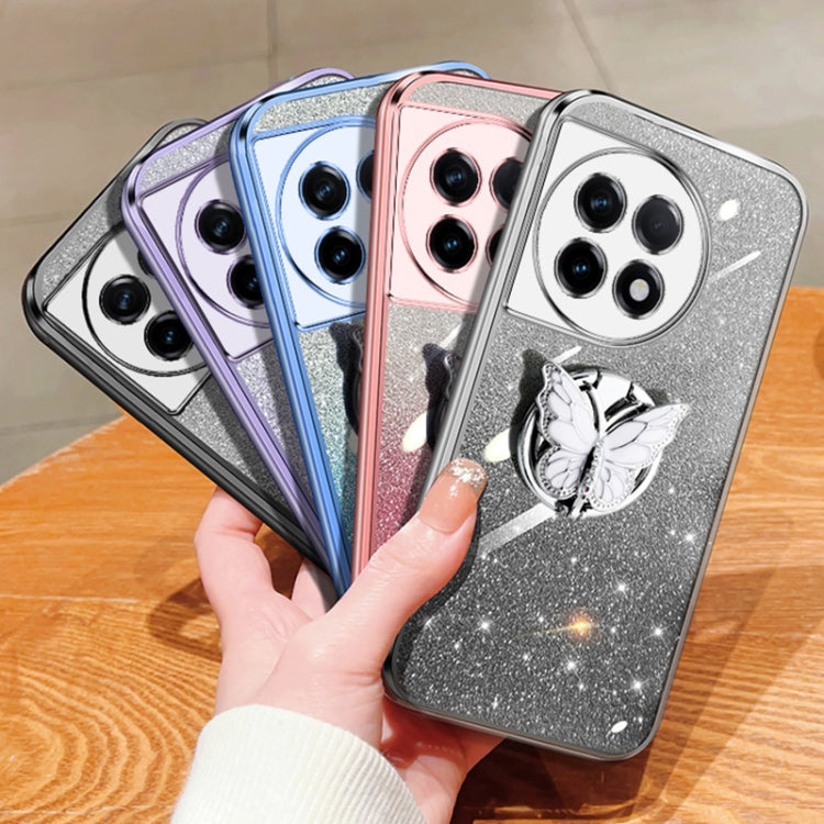 For OnePlus Ace 2 Plated Gradient Glitter Butterfly Holder TPU Phone Case