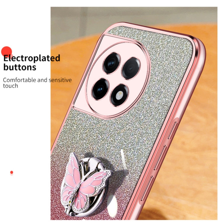 For OnePlus Ace 2 Plated Gradient Glitter Butterfly Holder TPU Phone Case