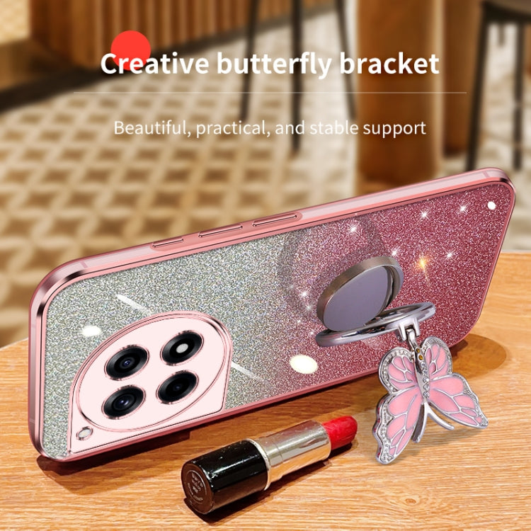 For OnePlus Ace 3 Plated Gradient Glitter Butterfly Holder TPU Phone Case