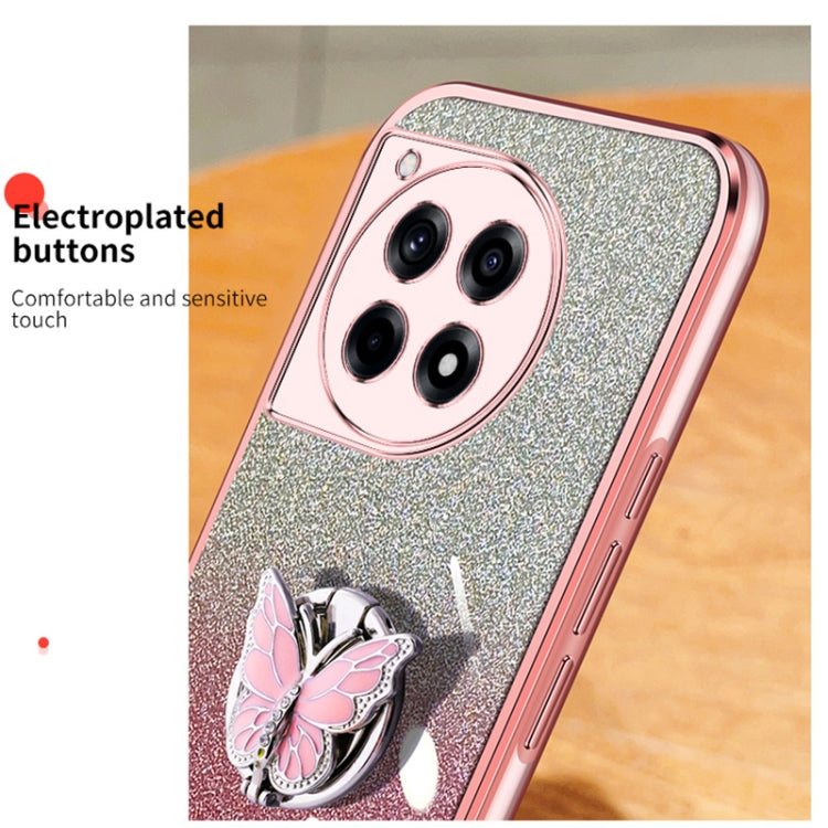 For OnePlus Ace 3 Plated Gradient Glitter Butterfly Holder TPU Phone Case