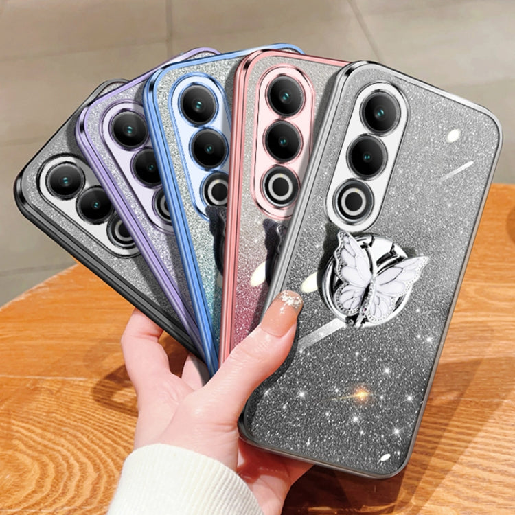For OnePlus Ace 3V Plated Gradient Glitter Butterfly Holder TPU Phone Case