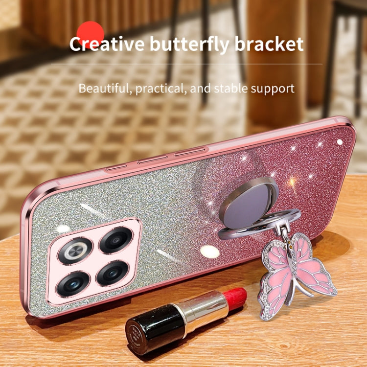 For OnePlus Ace Pro Plated Gradient Glitter Butterfly Holder TPU Phone Case