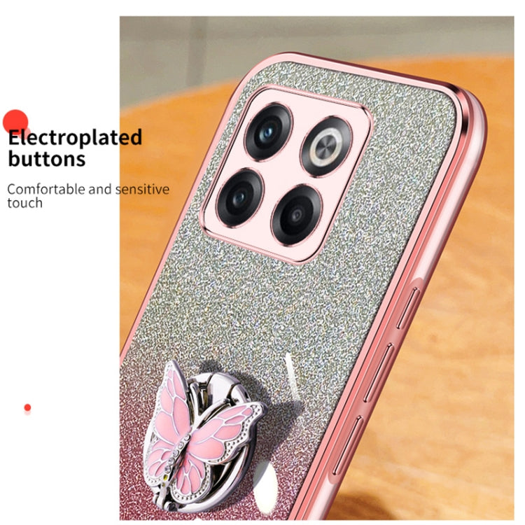 For OnePlus Ace Pro Plated Gradient Glitter Butterfly Holder TPU Phone Case