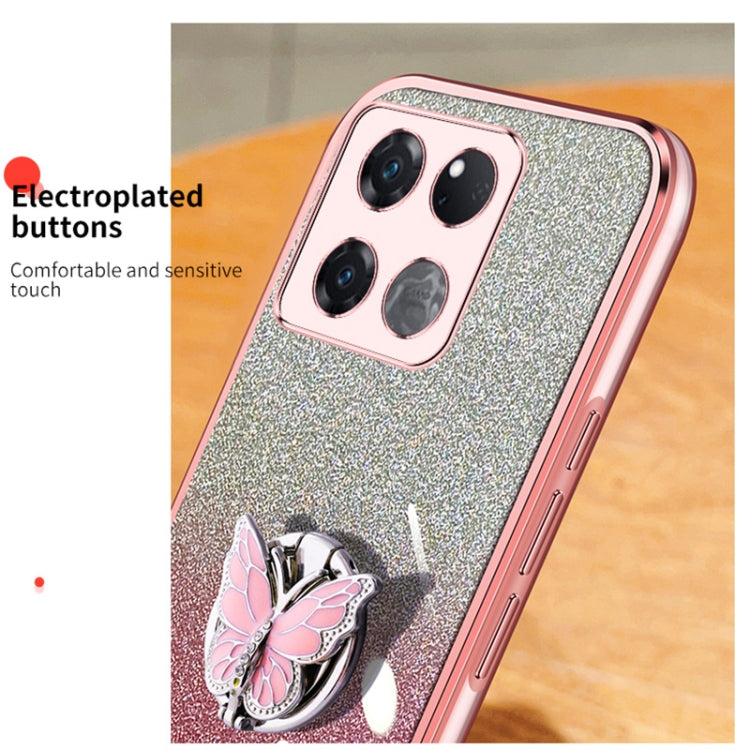 For OnePlus Ace Racing Plated Gradient Glitter Butterfly Holder TPU Phone Case