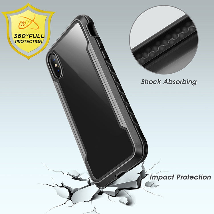 For iPhone XS Max Blade Metal Clear PC + TPU Shocproof Protective Case