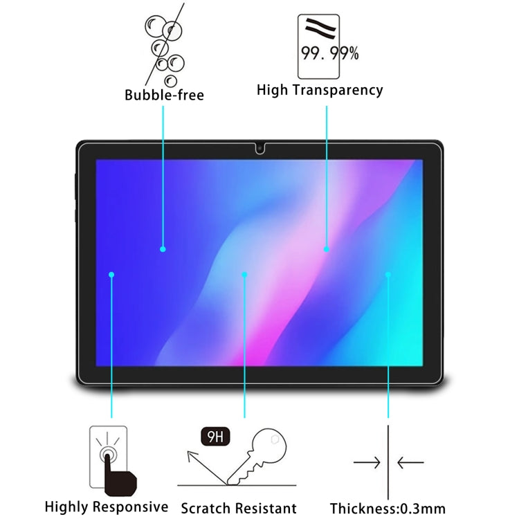 For UAUU T90 10.5 / HiGrace C10 10.1 25pcs 9H 0.3mm Explosion-proof Tempered Glass Film