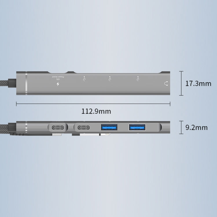 5 in 2 Multi-function HUB Adapter, Interface:USB-C / Type-C + USB-A