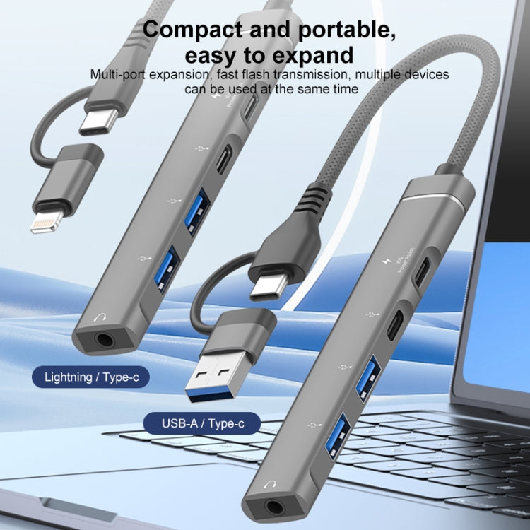 5 in 2 Multi-function HUB Adapter, Interface:USB-C / Type-C + USB-A
