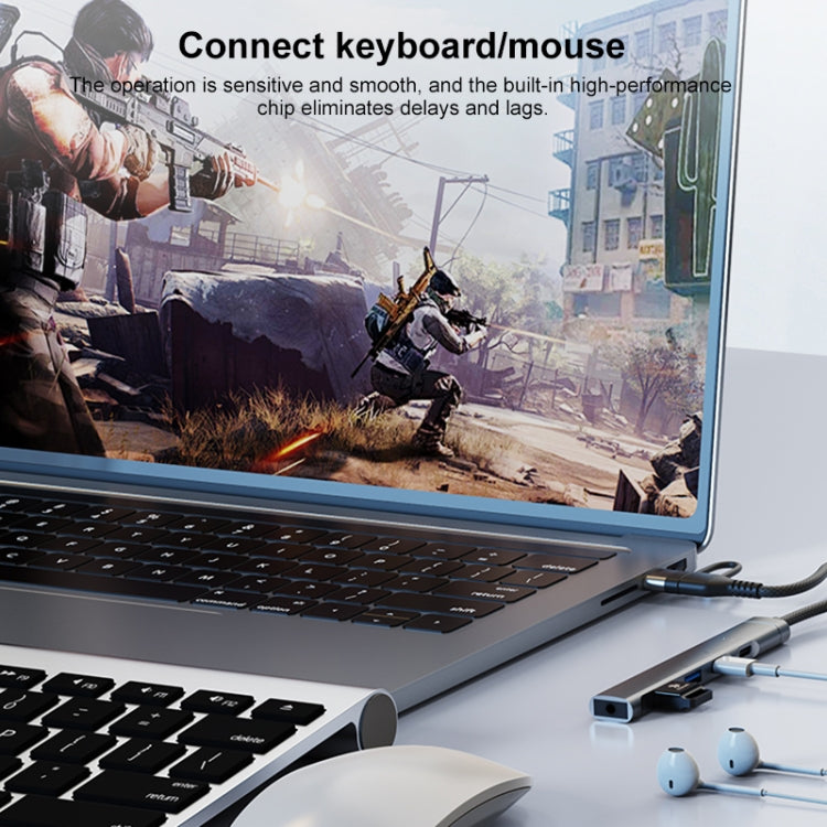 5 in 2 Multi-function HUB Adapter, Interface:USB-C / Type-C + USB-A