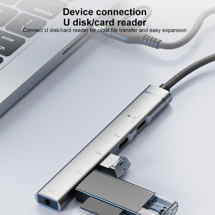 5 in 2 Multi-function HUB Adapter, Interface:USB-C / Type-C + USB-A