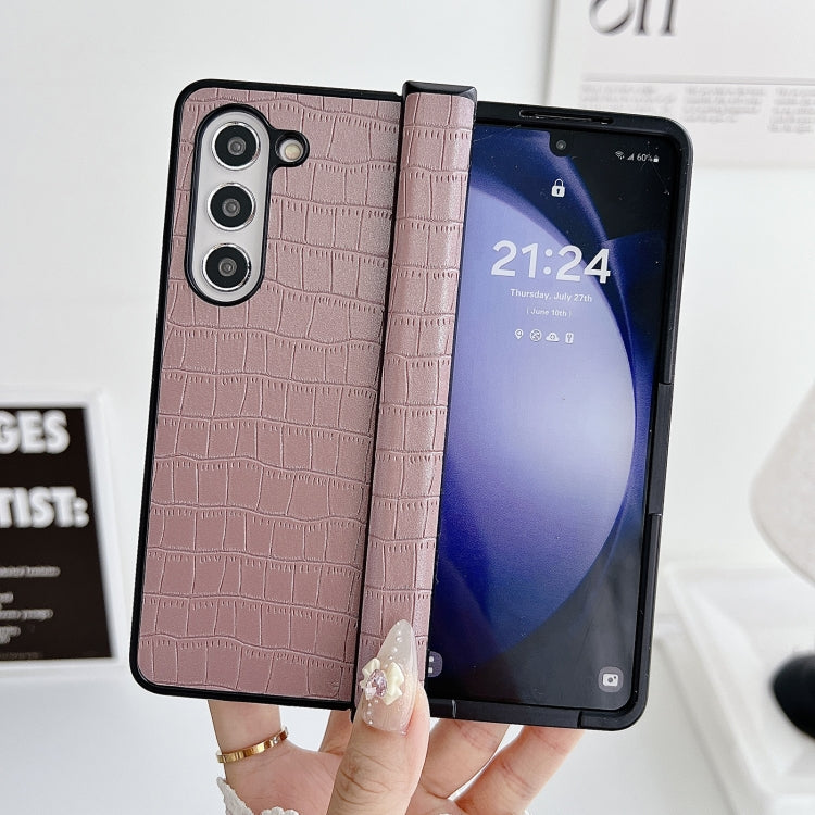 For Samsung Galaxy Z Fold6 5G Crocodile Pattern PC Foldable Phone Case with Hinge