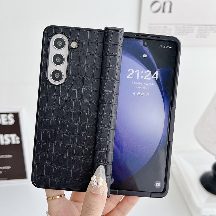 For Samsung Galaxy Z Fold6 5G Crocodile Pattern PC Foldable Phone Case with Hinge